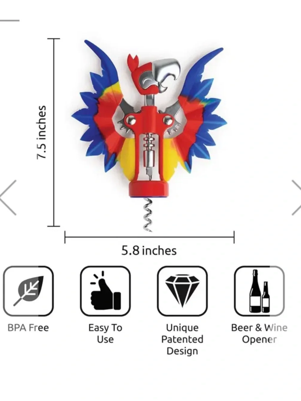 OTOTO VIBRANT PARROT NOVELTY BAR TOOL OPENER KITCHEN TOOL